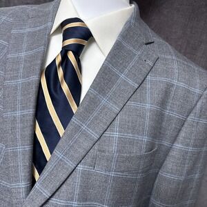 Jos. A. Bank Gray Windowpane Sport Coat with Light Blue Check